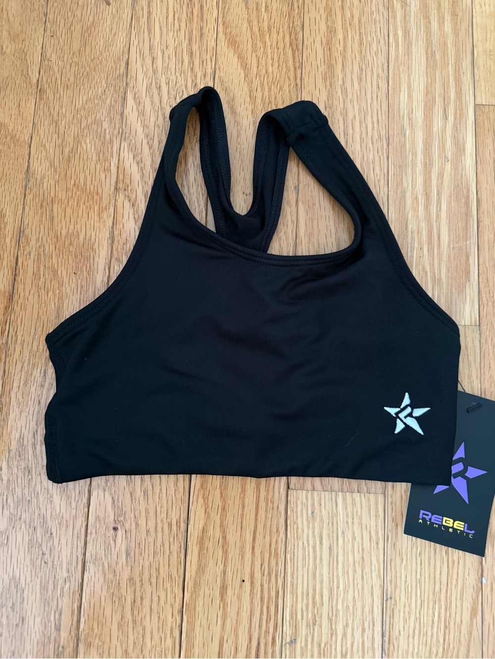 Rebel Athletic Kids YXS Black Racerback Sports Bra